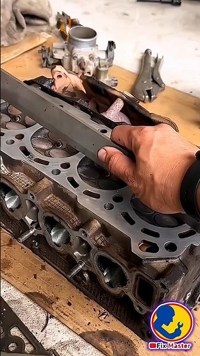 Checking Engine Head Flatness Like a Pro! 🛠️🔧 #MechanicTips