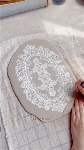 Handmade Lace Plate | Textured Pottery Process | Ceramic Plate Making