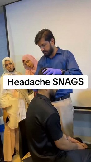 Headache SNAGS 🔹 Concept SNAGS for headaches are commonly applied in the upper cervical spine (C1–C3), as cervicogenic headaches often arise from dysfunction in this region. The technique involves a sustained glide to the facet joint (apophyseal joint) while the patient performs the painful or restricted movement. Goal: Restore normal joint mechanics, reduce pain, and improve range of motion. 🔹 Indications Cervicogenic headache (headache originating from cervical spine dysfunction) Restricted