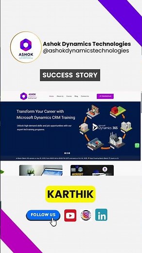 Karthik's Advice for New Learners in MSCRM #careertips #powerapps #ashokdynamicstechnologies