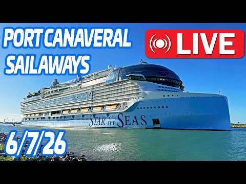 🔴 LIVE Port Canaveral 6 Ship Sail Away | Star of the Seas, MSC Seashore, Caribbean Princess & More!