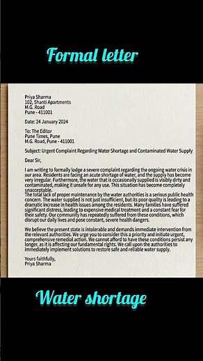 How to Write a Formal Letter for Water Issues (Step-by-Step)|Water Crisis in Your Area?