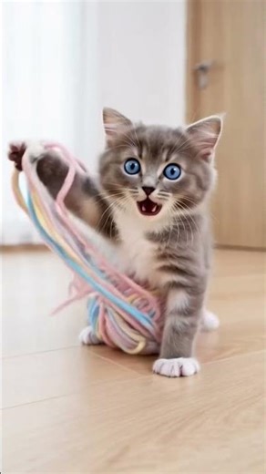 Kitten vs Yarn: The Great Escape! 🐱 #shorts #cute #kitten #cutekitten #cuteanimals #adorable