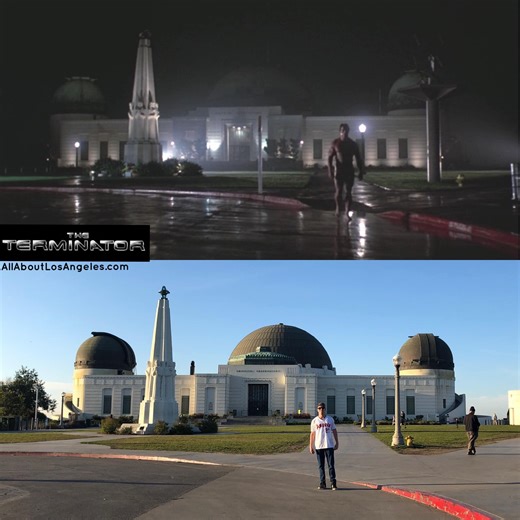 All About Filming Locations | A scene from the movie, “The Terminator” (1984) featuring Arnold Schwarzenegger - Griffith Observatory/Hollywood, California - 1984 | Facebook