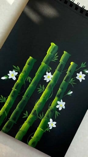 Easy Bamboo Painting for Beginners | Realistic 3D Bamboo Stalks on Black Canvas (Acrylics) #AcrylicPainting #BambooArt #3DArt #BlackCanvas #EasyArt #PaintingForBeginners #NaturePainting | Jay Lee Paintings