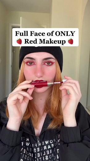 full face of ONLY red makeup, using Sunset Makeup 🍓 #redmakeuplook #redmakeuptutorial #redeyeliner #eyelinertutorial #eyelinerhack #altmakeuplook #eyeshadowtutorial #eyeshadowpalette