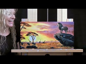 SAFARI SUNSET #2 Learn How to Draw and Paint with Acrylics Beginner Tutorial-Paint and Sip at Home