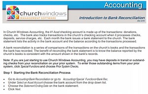 Accounting: Bank Reconciliation (v19 & Newer) - Church Windows