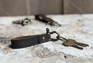 Personalized Leather Keychain. Custom Leather Keychain. Monogrammed Leather Key Fob. Handmade in USA - Etsy