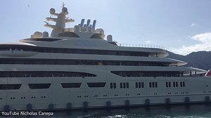 Dilbar, the world's largest yacht sailing into Gibraltar