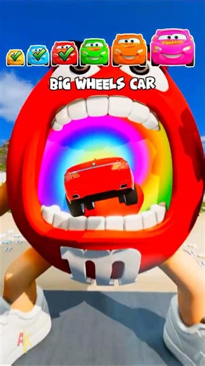 Big & Small Cars vs M&M Portal! 🤯 #shorts #beamngdrive