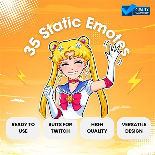 Anime Sailor Luna Emotes: 35 PNG Streamer Pack (instant Download) - Etsy