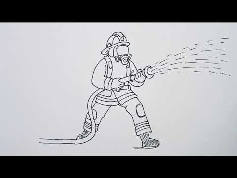 How to Draw a Firefighter | How to Draw a Firefighter in Action.