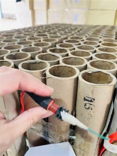 The assembled cake fireworks with igniters