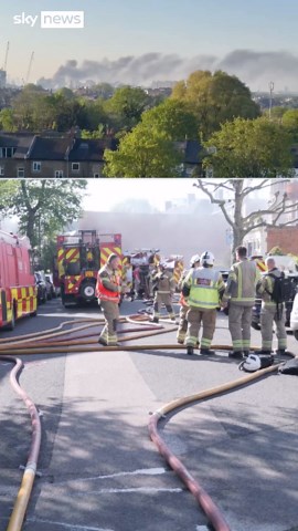 Dozens evacuated after substation fire in London