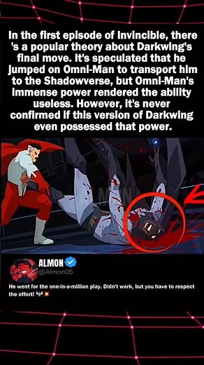 In the first episode of Invincible, there's a popular theory about Darkwing's final move It's specu