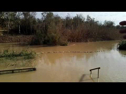 The Jordan River overflows its banks - the baptism site of Jesus (Qasr el Yahud), near Jericho
