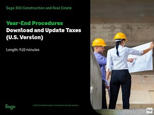 Sage 300 Construction and Real Estate - Download and Update Taxes (U.S.)