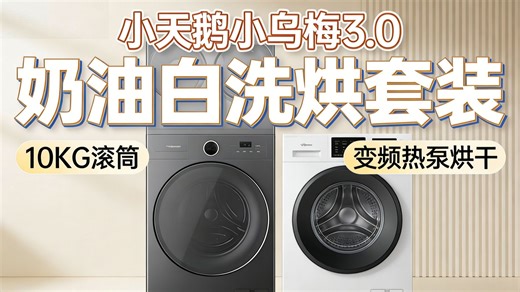 小天鹅（LittleSwan）小乌梅0奶油白 洗烘套装 10KG滚筒洗衣机全自动+变频热泵烘干机 蒸汽护理 VE40W+VE40W 国家补贴