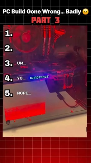 @gamemitr6 on Instagram: "Part 3 is live 😬 The PC build fail finally hits the breaking point. 💬 Comment what you think caused it 🔔 Follow for more builds & fails! #PCBuild #TechFails #GamingPC #PCFail #Reels"