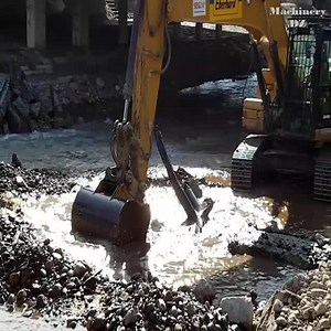 Excavator wading in the river works great | Magic