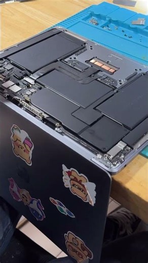 MacBook Air screen showing lines/damage, likely caused by being pressed down on the screen! #iMac...
