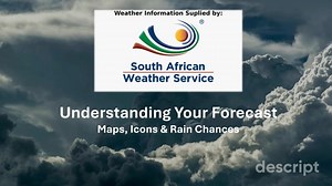 Weather Forecast Decoded - Understanding Your Forecast Ever wondered what cloud icons, wind arrows, and rainfall percentages really mean? 🤔 We break it down simply so you can understand better and stay informed. Video was made using Descript to assist viewers better understand maps. https://youtu.be/ZTXfgSeSJ2E?si=DcPo5Mw20wesPxEG | South African Weather Service