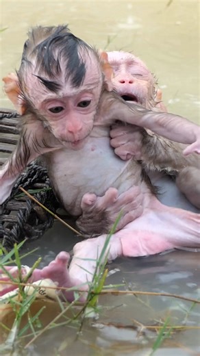 33K views · 718 reactions | The baby monkeys had a great time taking a natural bath. | Family BiBi | Facebook