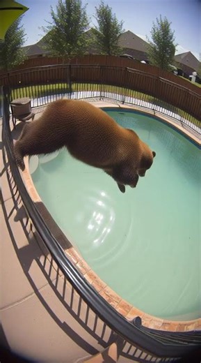 Bear Diving Into a Pool Like a Pro 🐻💦 | Funniest Backyard Moment Ever