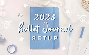 lootengstudio-2023新年创意手绘云朵飞机浅蓝色BUJO手账设置-☁️ my 2023 bullet journal setup