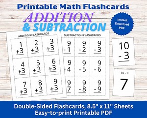 Math Flashcard Bundle: Addition & Subtraction Practice (printable PDF) - Etsy