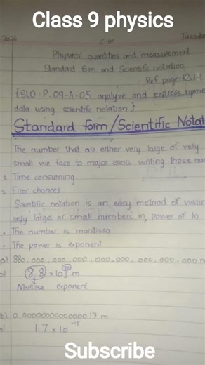 class 9 physics Chapter 1 Physical quantities and measurements L:1 #standardform #scientificnotation