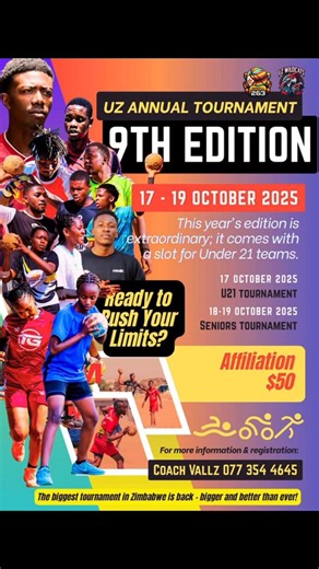 UZ TOURNAMENT 9th Edition Confirmed Teams U21 Ladies 1.UZ Wildcats HC 2.Tg academy 3.Brymaton Handball Family 4.Harare City Queens 5.Eagles Star HC U21 Men 1. UZ Young Boys 2.Tg academy 3.Hawks Handball Club 4. Eagles Stars HC 5. Tigers Academy 6. St Kelvin Handball Bullets 7. Bona-fide sports club 8. Manyame Falc9ns Senior Ladies 1. UZ Wildcats HC 2. City Stars 3. Harare City Queens 4. Eagles Stars HC 5. Odzi pathgrinders 6. Madziwa Teachers College (Titans) 7. Bindura Phoenix 8. Manyame Sparro