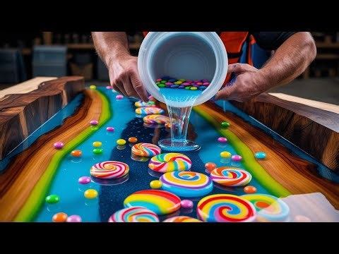 Talented Woodworker Creates a Sweet Epoxy Dining Table || Candy & Resin Masterpiece