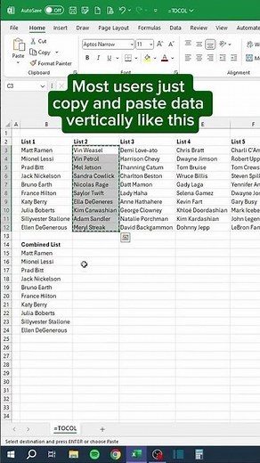 TOCOL Function in Excel Explained! | Convert Ranges to Columns Instantly #TOCOLFunction #ExcelTips