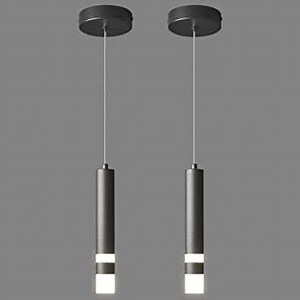 Modern Pendant Light Kitchen Fixture Dimmable LED Black Mini Pendant Lighting fo Kitchen Island Bedroom Bedside Table Small Pendant Lights (2-Pack)