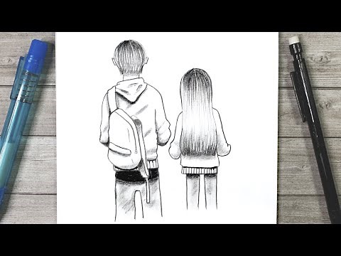 DESSINER UNE FILLE ET UN GARÇON DE DOS - TUTORIEL DE DESSIN