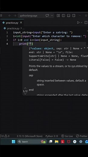 71 Python Program to remove a character from a string