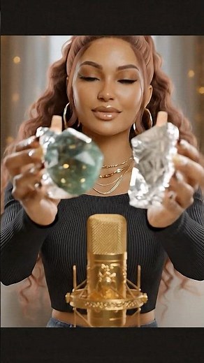 ASMR: Lightly Scratching "Alien" Moldavite Wrapped in Foil (Long Nails & Crinkly Sounds)