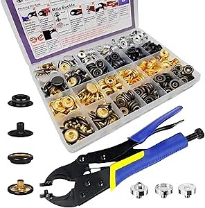 SUNOR 100 Sets Snap Buttons,Heavy Duty Snap Fasteners Kit 15mm Metal Snaps Canvas Snaps,Press Stud for Clothing Leather Boat Cover Fabric