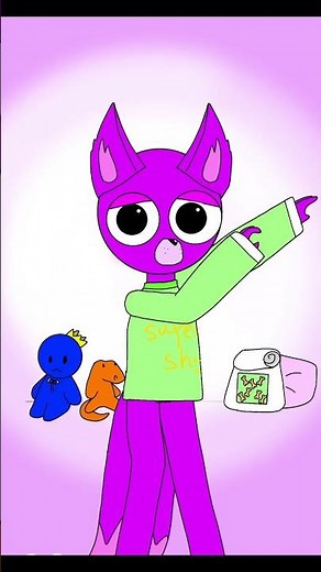 Purple super shy and cute (rainbow friends) #animation #flipaclip