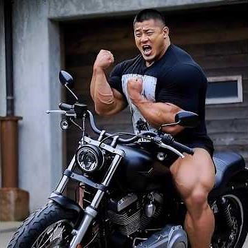 Bikers showing off their muscles