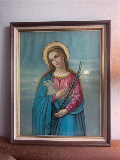 St. Agnes Offset Lithograph Print on Glass Frame - Etsy