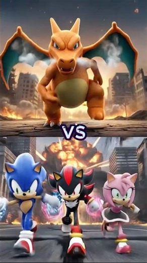 Shadow vs Charizard, Sonic vs Blastoise #pokemon #sonic3 #shorts #ai