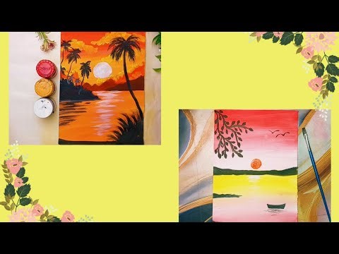 2 Easy acrylic colour painting ✨️Beautiful painting 🏞 step by step ⭐️✨️