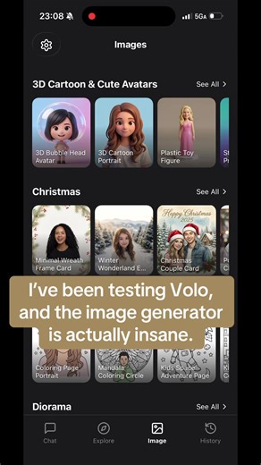 Volo keeps AI image generation simple: pick a template, tap once, and your image is ready. No prompts needed. #TryVolo #aicreation #volo #volo1