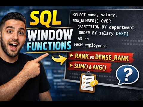 شرح SQL Window Functions ببساطة – أهم أسئلة المقابلات مع أمثلة عملية