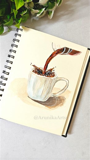 Realistic Coffee Pour Painting ☕ | Acrylic | Step by Step #acrylicpainting #coffee #artshorts #pour