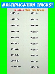 13 reactions · 26 shares | Multiplication table of 9999, 999, 99, and...