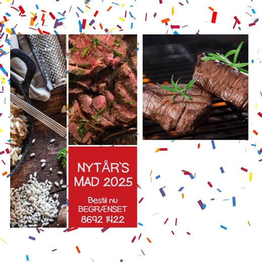 🥂 Nytårsmad 2025 fra Fest Diner – alt klar til årets sidste fest! Gør nytårsaften nem og lækker 🎉 Vi laver maden – du skal bare lune, servere og nyde aftenen 💛 ✨ Vælg mellem vores 4 lækre nytårsmenuer: 🥩 Nytårsbuffet – KUN 159,- pr. kuvert Okstesteg med husets krydderi, honningglaseret nytårsskinke, gyrosmarineret kyllingebryst, flødekartofler, balsamicokartofler, pastasalat De Luxe, coleslaw og hjemmebagt focaccia. Perfekt til både små og store selskaber! 🍽️ 4-retters Nytårsmenu – 359,- pr